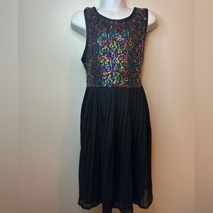 Girls’ Sequin Bodice Party Dress – Black + Rainbow – Size 10